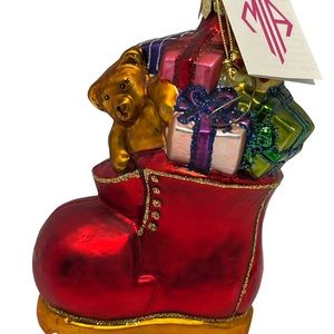 Mia Christmas Boot Full of Presents Christmas Ornament.